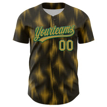 Load image into Gallery viewer, Custom Black Old Gold-Kelly Green 3D Pattern Design Halftone Dots Authentic Baseball Jersey