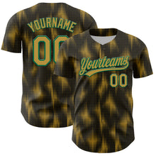 Load image into Gallery viewer, Custom Black Old Gold-Kelly Green 3D Pattern Design Halftone Dots Authentic Baseball Jersey