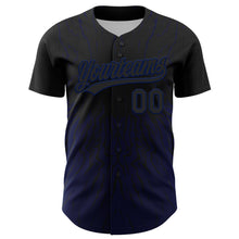 Laden Sie das Bild in den Galerie-Viewer, Custom Black Navy 3D Pattern Design Abstract Wave Authentic Baseball Jersey
