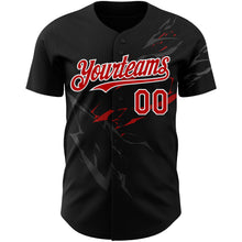 Laden Sie das Bild in den Galerie-Viewer, Custom Black Red-White 3D Pattern Design Lightning Authentic Baseball Jersey