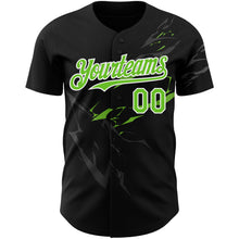 Charger l'image dans la galerie, Custom Black Neon Green-White 3D Pattern Design Lightning Authentic Baseball Jersey