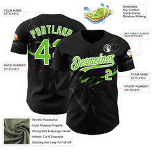 Charger l'image dans la galerie, Custom Black Neon Green-White 3D Pattern Design Lightning Authentic Baseball Jersey