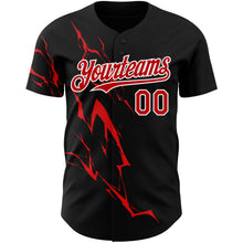 Charger l'image dans la galerie, Custom Black Red-White 3D Pattern Design Lightning Authentic Baseball Jersey
