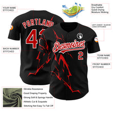 Charger l'image dans la galerie, Custom Black Red-White 3D Pattern Design Lightning Authentic Baseball Jersey