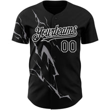 Load image into Gallery viewer, Custom Black Gray-White 3D Pattern Design Lightning Authentic Baseball Jersey