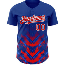 Load image into Gallery viewer, Custom Thunder Blue Red-White 3D Pattern Design Abstract Arrow Authentic Baseball Jersey