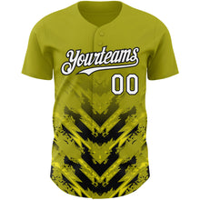 Load image into Gallery viewer, Custom Olive White-Black 3D Pattern Design Abstract Arrow Authentic Baseball Jersey