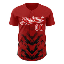 Load image into Gallery viewer, Custom Red Black-White 3D Pattern Design Abstract Arrow Authentic Baseball Jersey