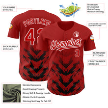 Load image into Gallery viewer, Custom Red Black-White 3D Pattern Design Abstract Arrow Authentic Baseball Jersey