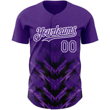 Load image into Gallery viewer, Custom Purple Black-White 3D Pattern Design Abstract Arrow Authentic Baseball Jersey