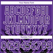 Load image into Gallery viewer, Custom Purple Black-White 3D Pattern Design Abstract Arrow Authentic Baseball Jersey