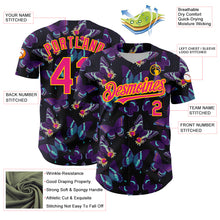 Загрузить изображение в средство просмотра галереи, Custom Black Hot Pink-Yellow 3D Pattern Design Animal Butterfly Authentic Baseball Jersey