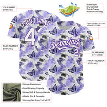Laden Sie das Bild in den Galerie-Viewer, Custom White Purple 3D Pattern Design Animal Butterfly Authentic Baseball Jersey