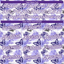 Laden Sie das Bild in den Galerie-Viewer, Custom White Purple 3D Pattern Design Animal Butterfly Authentic Baseball Jersey