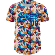 Загрузить изображение в средство просмотра галереи, Custom Cream Royal-Lakes Blue 3D Pattern Design Animal Butterfly Authentic Baseball Jersey