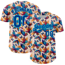 Загрузить изображение в средство просмотра галереи, Custom Cream Royal-Lakes Blue 3D Pattern Design Animal Butterfly Authentic Baseball Jersey