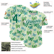 Load image into Gallery viewer, Custom White Kelly Green 3D Pattern Design Animal Butterfly Authentic Baseball Jersey