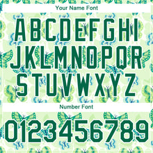 Load image into Gallery viewer, Custom White Kelly Green 3D Pattern Design Animal Butterfly Authentic Baseball Jersey