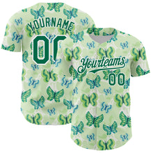 Load image into Gallery viewer, Custom White Kelly Green 3D Pattern Design Animal Butterfly Authentic Baseball Jersey