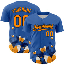 Load image into Gallery viewer, Custom Royal Orange-Black 3D Pattern Design Animal Butterfly Authentic Baseball Jersey