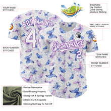 Load image into Gallery viewer, Custom White Medium Purple 3D Pattern Design Animal Butterfly Authentic Baseball Jersey