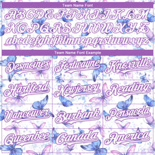 Load image into Gallery viewer, Custom White Medium Purple 3D Pattern Design Animal Butterfly Authentic Baseball Jersey