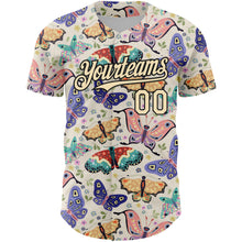 Загрузить изображение в средство просмотра галереи, Custom Cream Black 3D Pattern Design Animal Butterfly Authentic Baseball Jersey
