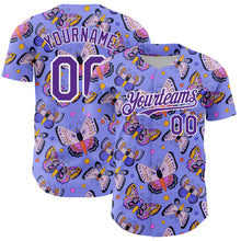 Load image into Gallery viewer, Custom Medium Purple Purple-White 3D Pattern Design Animal Butterfly Authentic Baseball Jersey