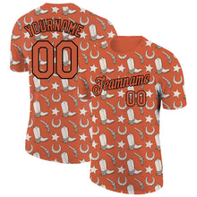 Load image into Gallery viewer, Custom Texas Orange Black 3D Pattern Design Cowboy Accessory Performance T-Shirt