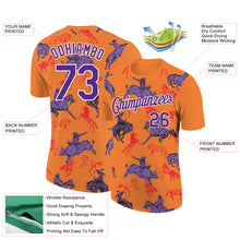 Загрузить изображение в средство просмотра галереи, Custom Orange Purple-White 3D Pattern Design Cowboy Rodeo Performance T-Shirt