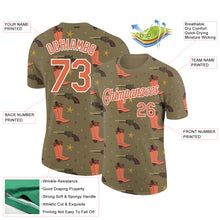 Laden Sie das Bild in den Galerie-Viewer, Custom Olive Bay Orange-White 3D Pattern Design Cowboy Accessory Performance Salute To Service T-Shirt
