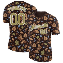 Загрузить изображение в средство просмотра галереи, Custom Brown Vegas Gold-White 3D Pattern Design Cowboy Accessory Performance T-Shirt