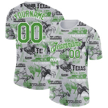 Load image into Gallery viewer, Custom White Aurora Green 3D Pattern Design Cowboy Rodeo Performance T-Shirt