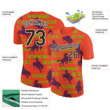 Load image into Gallery viewer, Custom Red Neon Green-White 3D Pattern Design Cowboy Rodeo Performance T-Shirt