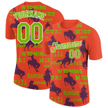Load image into Gallery viewer, Custom Red Neon Green-White 3D Pattern Design Cowboy Rodeo Performance T-Shirt
