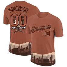 Загрузить изображение в средство просмотра галереи, Custom Brown Black 3D Pattern Design Cowboy Rodeo Performance T-Shirt