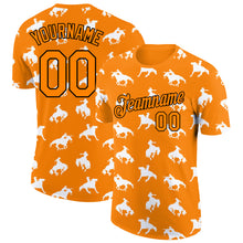 Load image into Gallery viewer, Custom Bay Orange Black 3D Pattern Design Cowboy Rodeo Performance T-Shirt