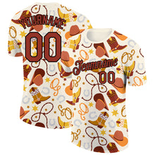 Laden Sie das Bild in den Galerie-Viewer, Custom Cream Crimson-Black 3D Pattern Design Cowboy Accessory Performance T-Shirt