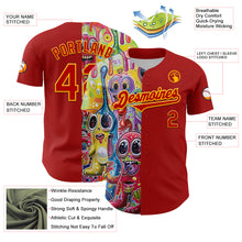 Laden Sie das Bild in den Galerie-Viewer, Custom Red Gold 3D Pattern Design Rave Funny Monster Authentic Baseball Jersey
