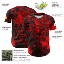 Laden Sie das Bild in den Galerie-Viewer, Custom Black Red 3D Pattern Design Rave Skull Authentic Baseball Jersey