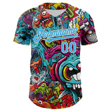 Laden Sie das Bild in den Galerie-Viewer, Custom White Sky Blue 3D Pattern Design Rave Psychedelic Authentic Baseball Jersey