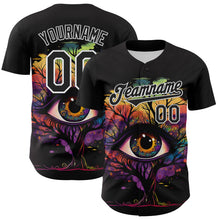 Laden Sie das Bild in den Galerie-Viewer, Custom Black White 3D Pattern Design Rave Tree With Eye Authentic Baseball Jersey