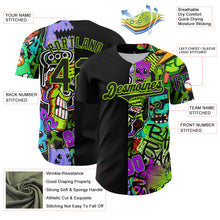 Laden Sie das Bild in den Galerie-Viewer, Custom Black Neon Green 3D Pattern Design Rave Monster Authentic Baseball Jersey