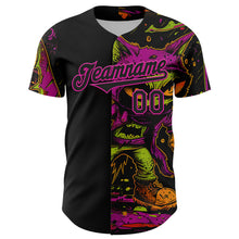Laden Sie das Bild in den Galerie-Viewer, Custom Black Deep Pink 3D Pattern Design Rave Monster Authentic Baseball Jersey