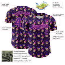Laden Sie das Bild in den Galerie-Viewer, Custom Purple Pink 3D Pattern Design Rave Skull Authentic Baseball Jersey