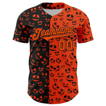 Laden Sie das Bild in den Galerie-Viewer, Custom Orange Black 3D Pattern Design Rave Halloween Pumpkin Authentic Baseball Jersey