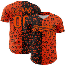 Laden Sie das Bild in den Galerie-Viewer, Custom Orange Black 3D Pattern Design Rave Halloween Pumpkin Authentic Baseball Jersey