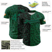 Laden Sie das Bild in den Galerie-Viewer, Custom Kelly Green Black 3D Pattern Design Rave Halloween Pumpkin Authentic Baseball Jersey