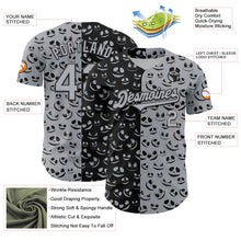 Laden Sie das Bild in den Galerie-Viewer, Custom Gray Black 3D Pattern Design Rave Halloween Pumpkin Authentic Baseball Jersey