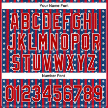 Load image into Gallery viewer, Custom Royal Red-White 3D American Flag Stars Authentic Baseball Jersey